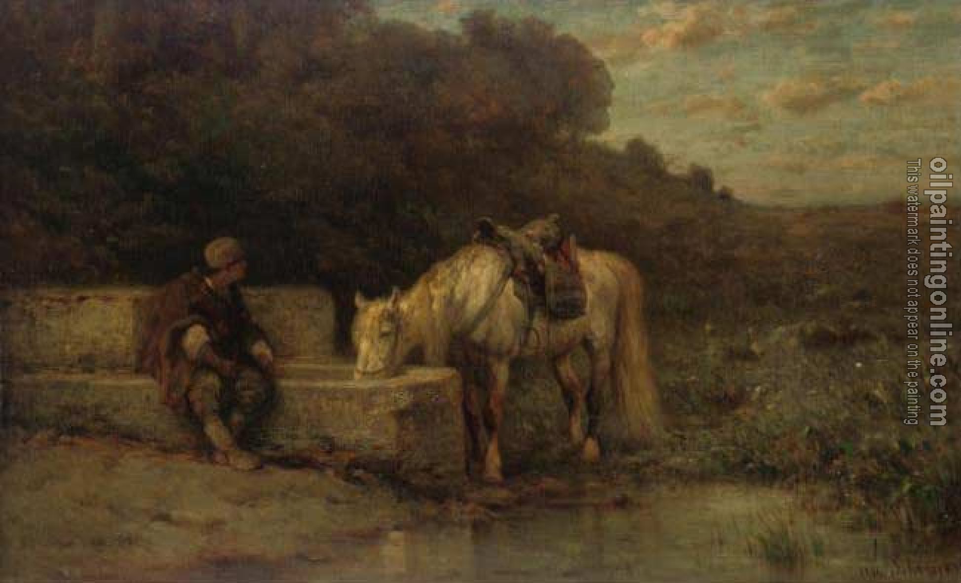 Adolf Schreyer - a rest by the fountain